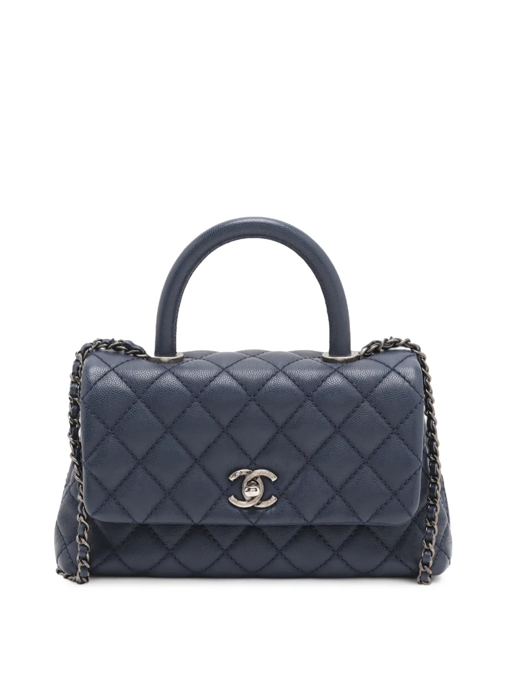 CHANEL Pre-Owned Borsa a tracolla Coco media in pelle Caviar trapuntata con manico 2016-2017 - Blu