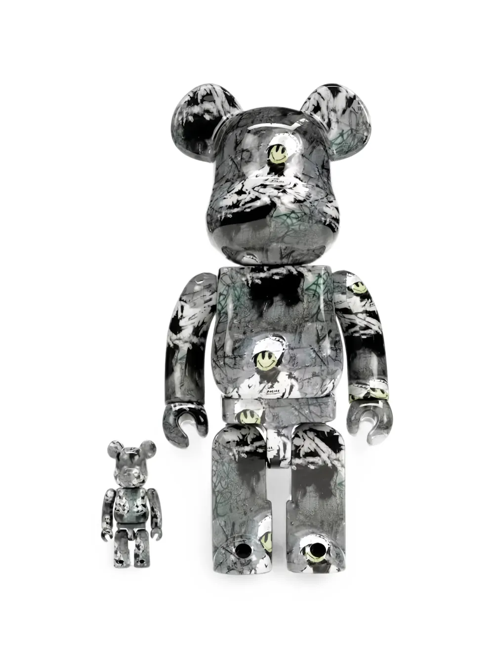 Bearbrick Medicom Toy Be@ Riot Cop 100% & 400% Figures (set Of Two) In Gray