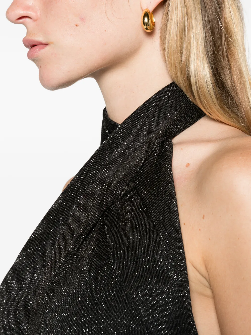 Balmain halterneck Lurex maxi dress Zwart