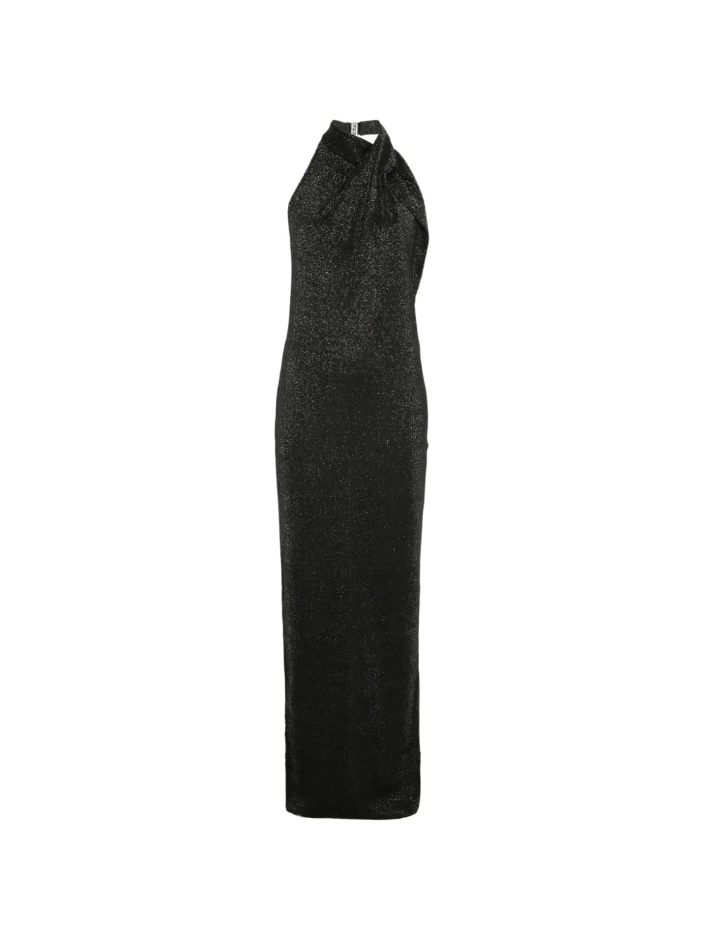 Balmain halterneck Lurex maxi dress Zwart