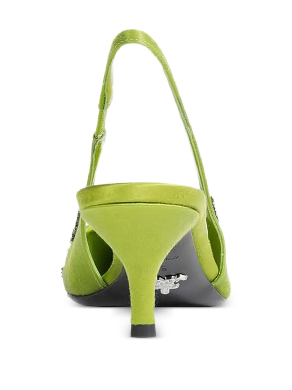 Prada embroidered satin slingback pumps Groen