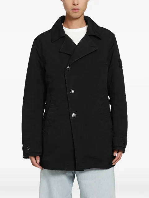 Stone Island logo-patch button-up coat
