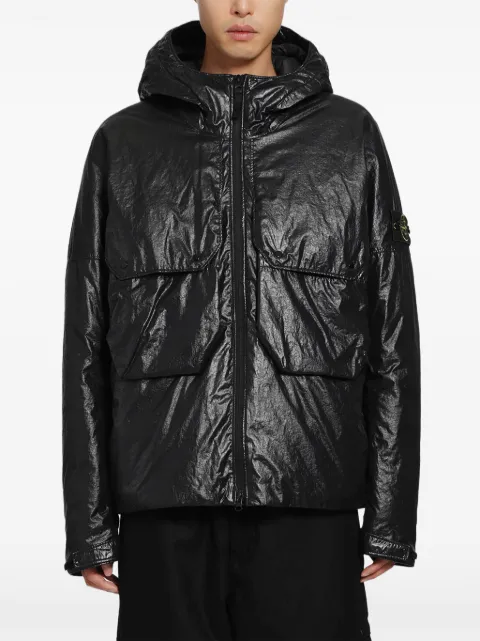 Stone Island hooded crinkled-finish parka