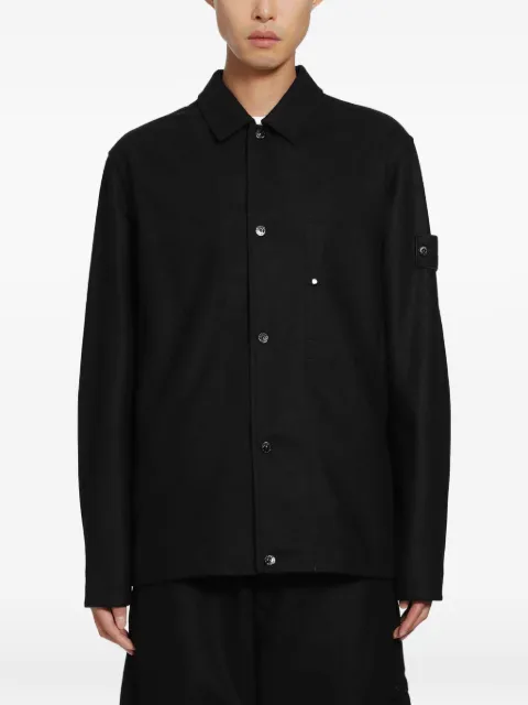 Stone Island logo-patch button-up shirt