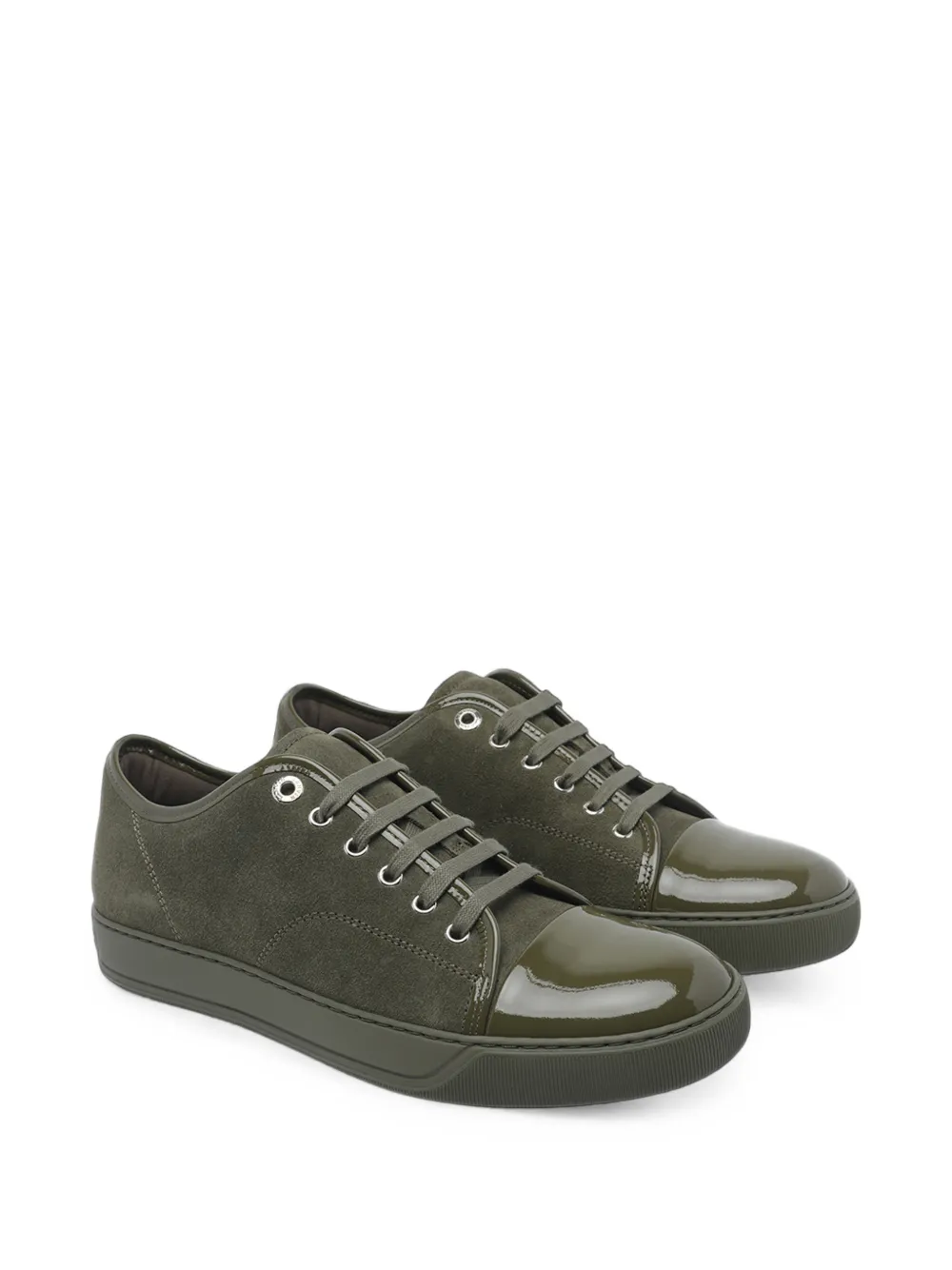 Lanvin patent-toe suede sneakers Groen