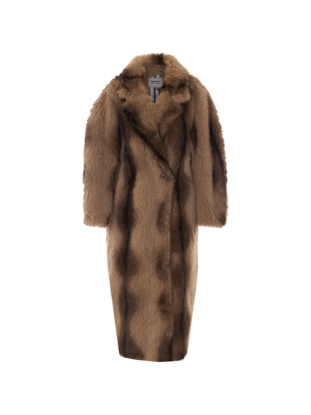 Sword faux-fur double-breasted coat - Marrone