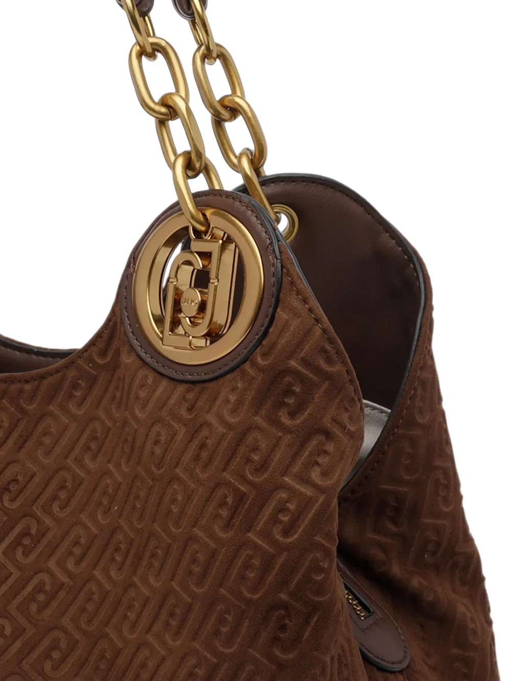 LIU JO Shopper met monogram-reliëf en schakelketting Bruin