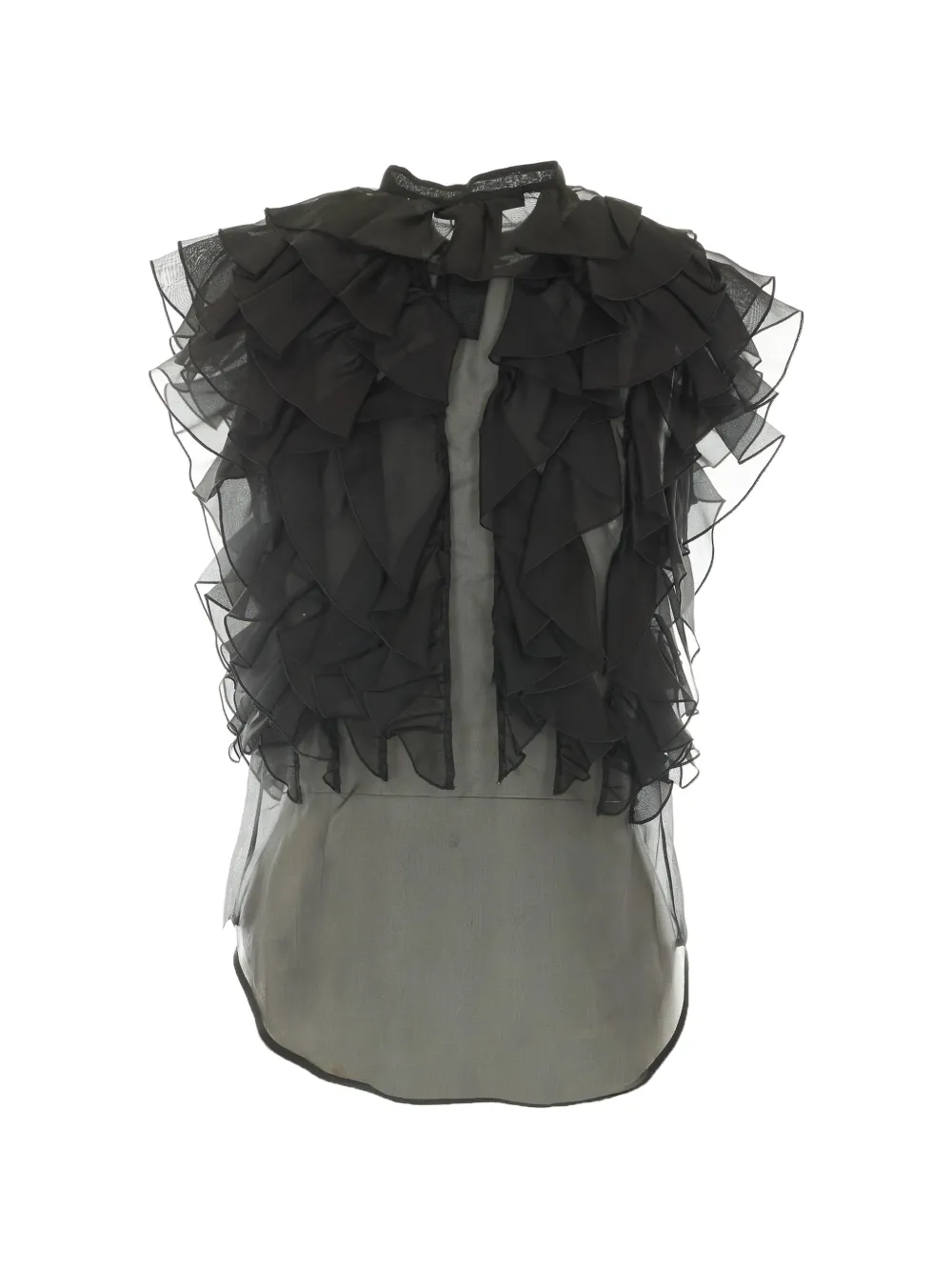 Max Mara ruffled silk shirt Zwart