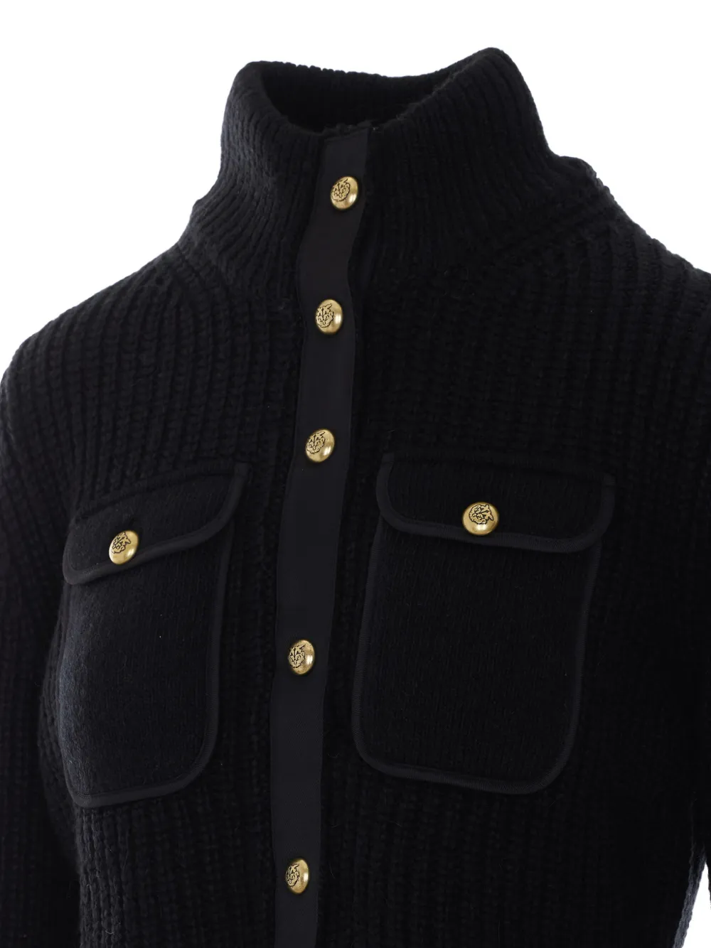 PINKO Ribgebreid vest met zakdetails Zwart