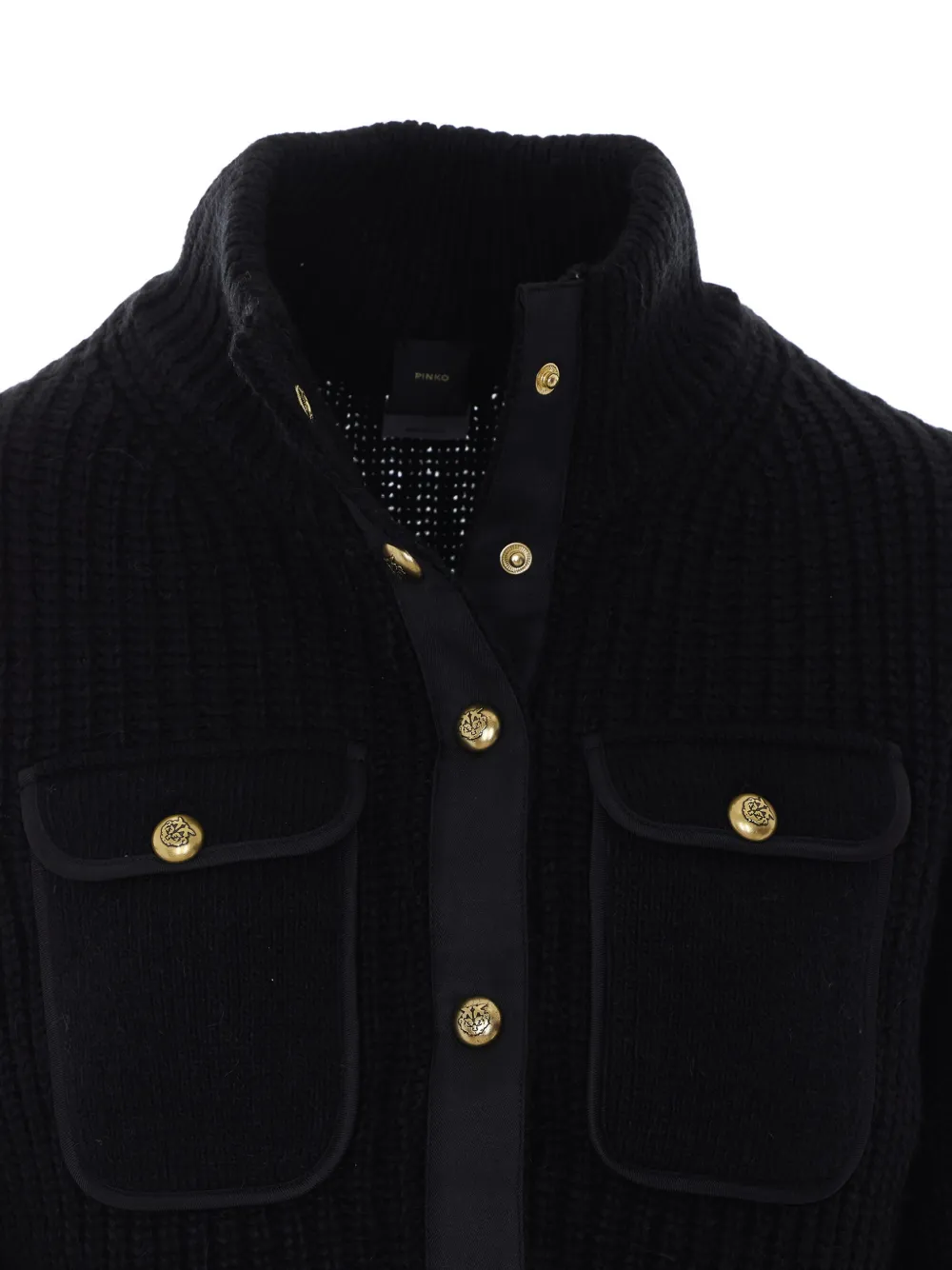 PINKO Ribgebreid vest met zakdetails Zwart
