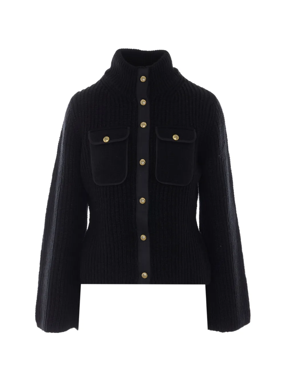 PINKO ribbed-knit pocket-details cardigan - Nero
