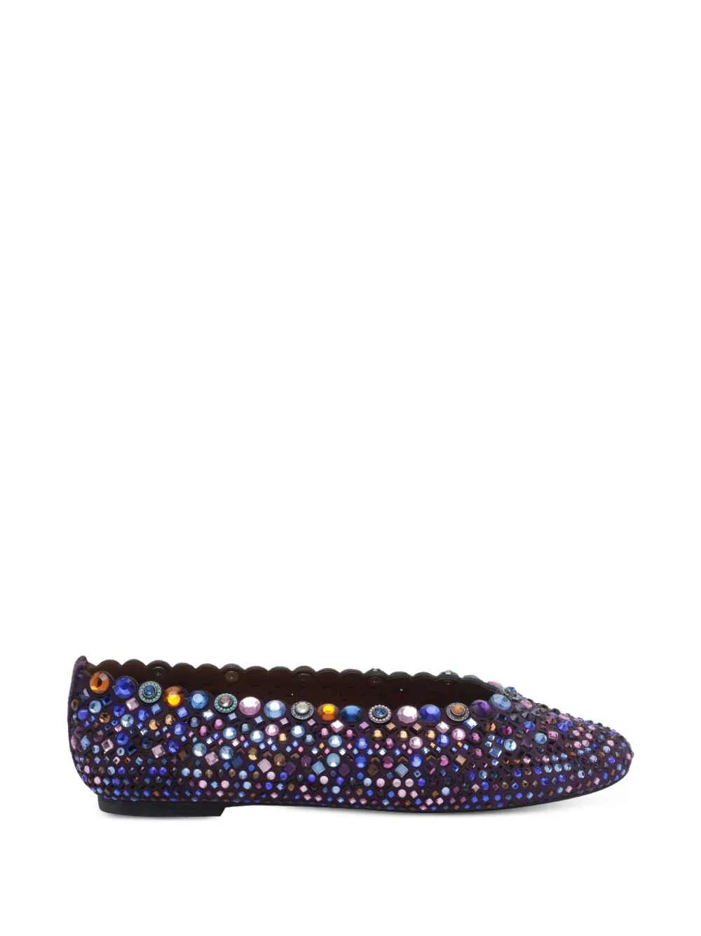 Kurt Geiger London crystal-embellished scalloped ballet flats - Viola