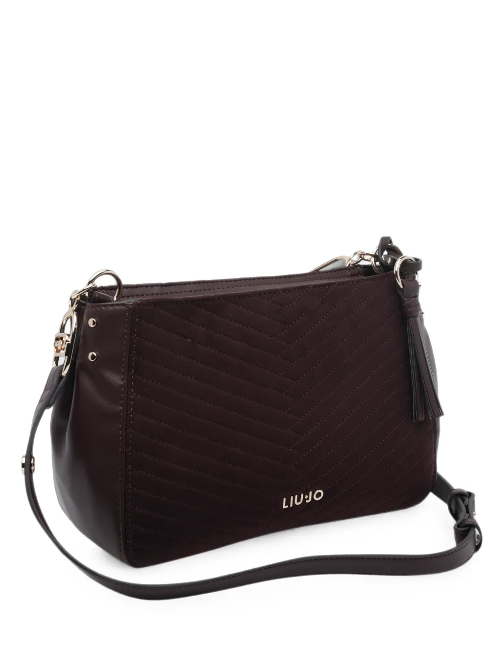 LIU JO chevron-quilted tassel-detail shoulder bag - Marrone