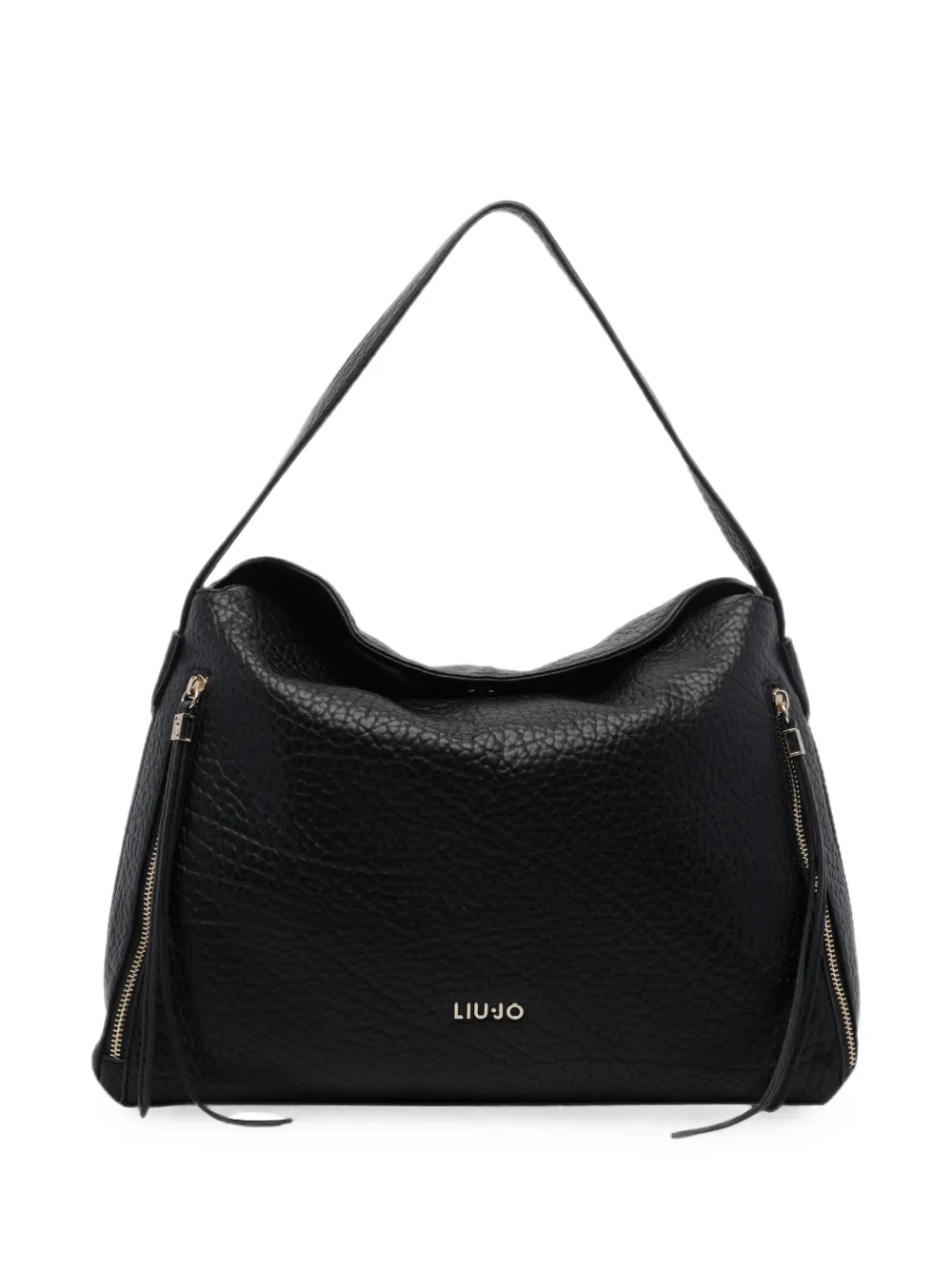 LIU JO grained-effect logo-plaque tote bag - Nero