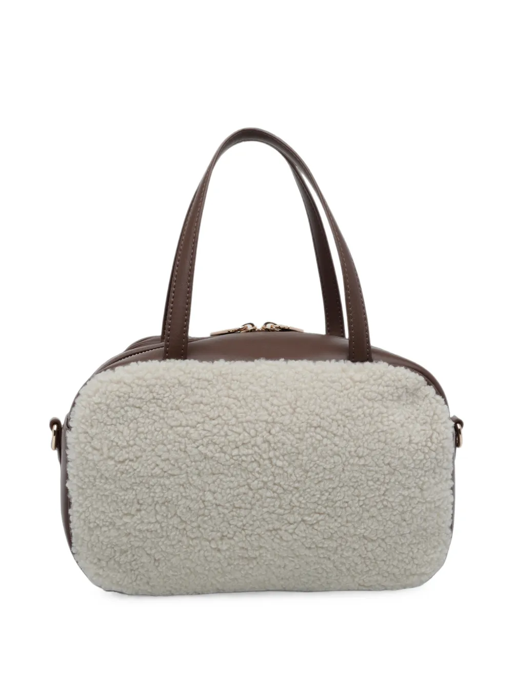 LIU JO Shopper van imitatie-lammy met logo-patch Bruin