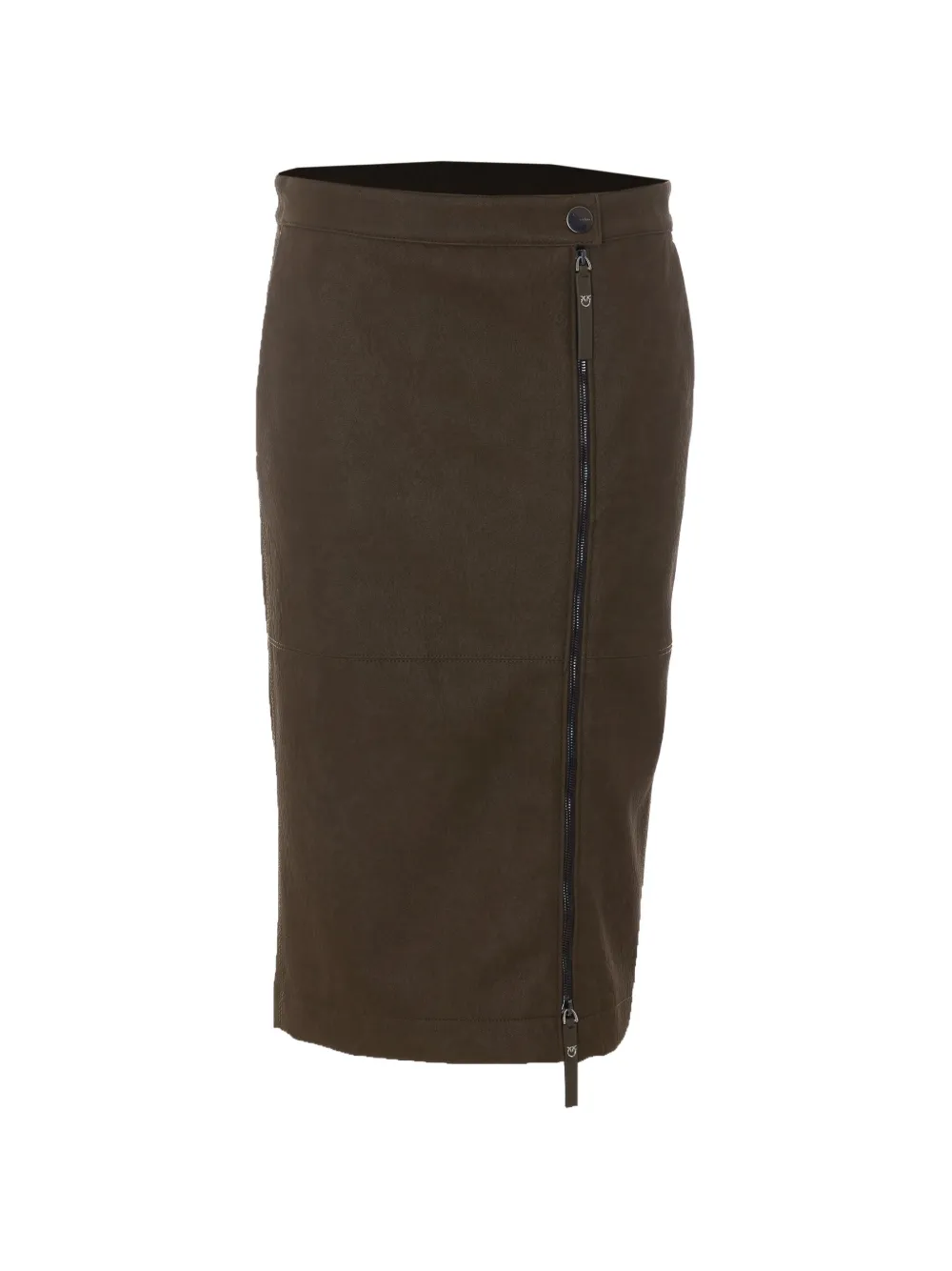 Pinko Asymmetric-zip Leather Skirt In Green