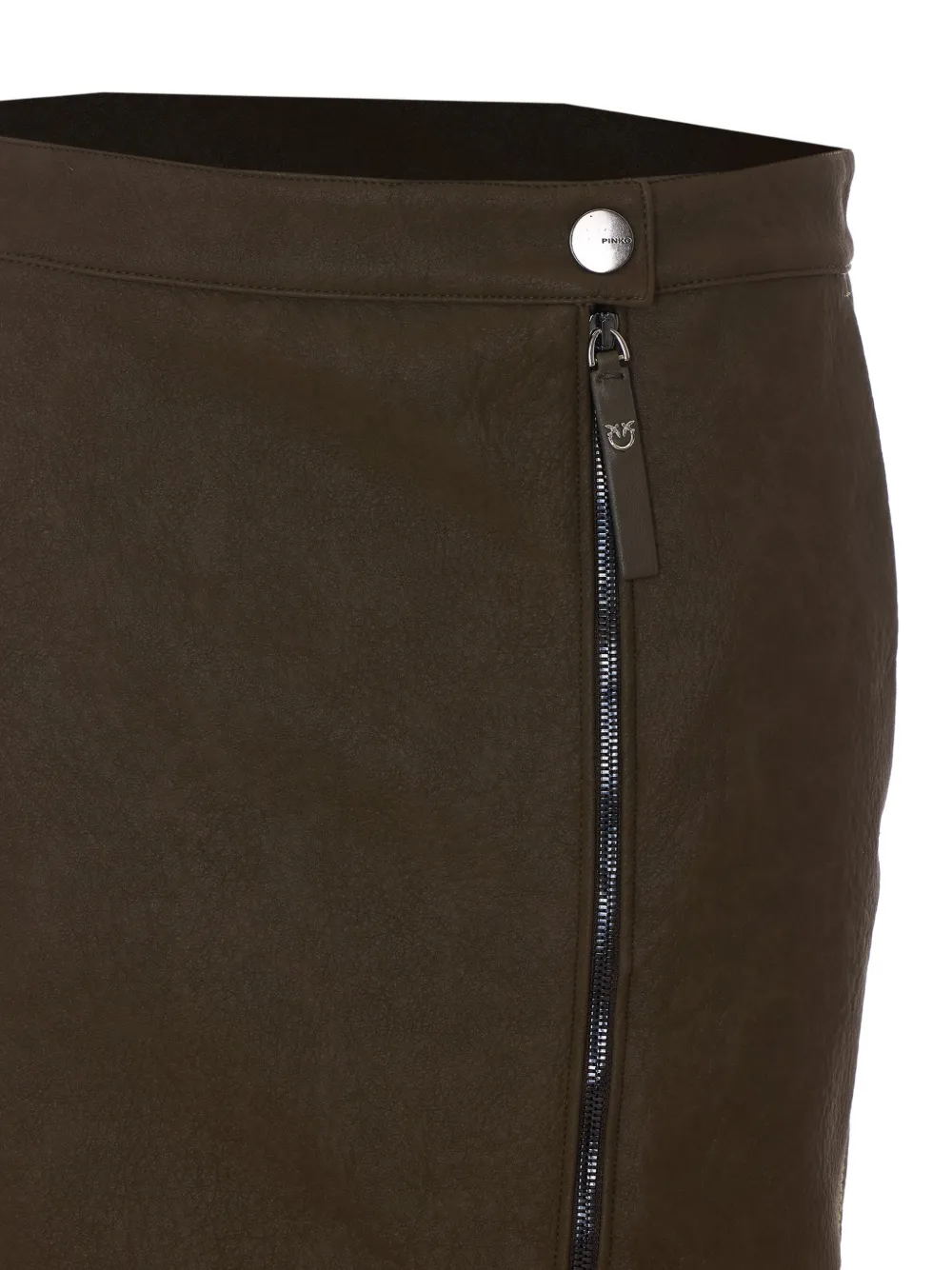 PINKO Leren rok met asymmetrische rits Groen