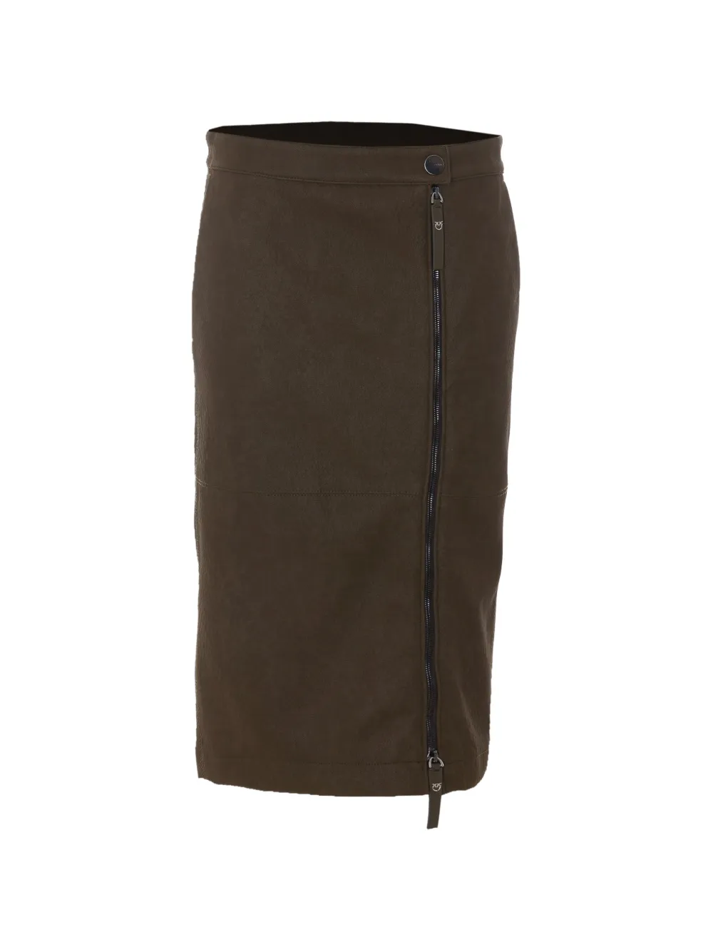 PINKO jupe en cuir à fermeture zippée asymétrique - Vert