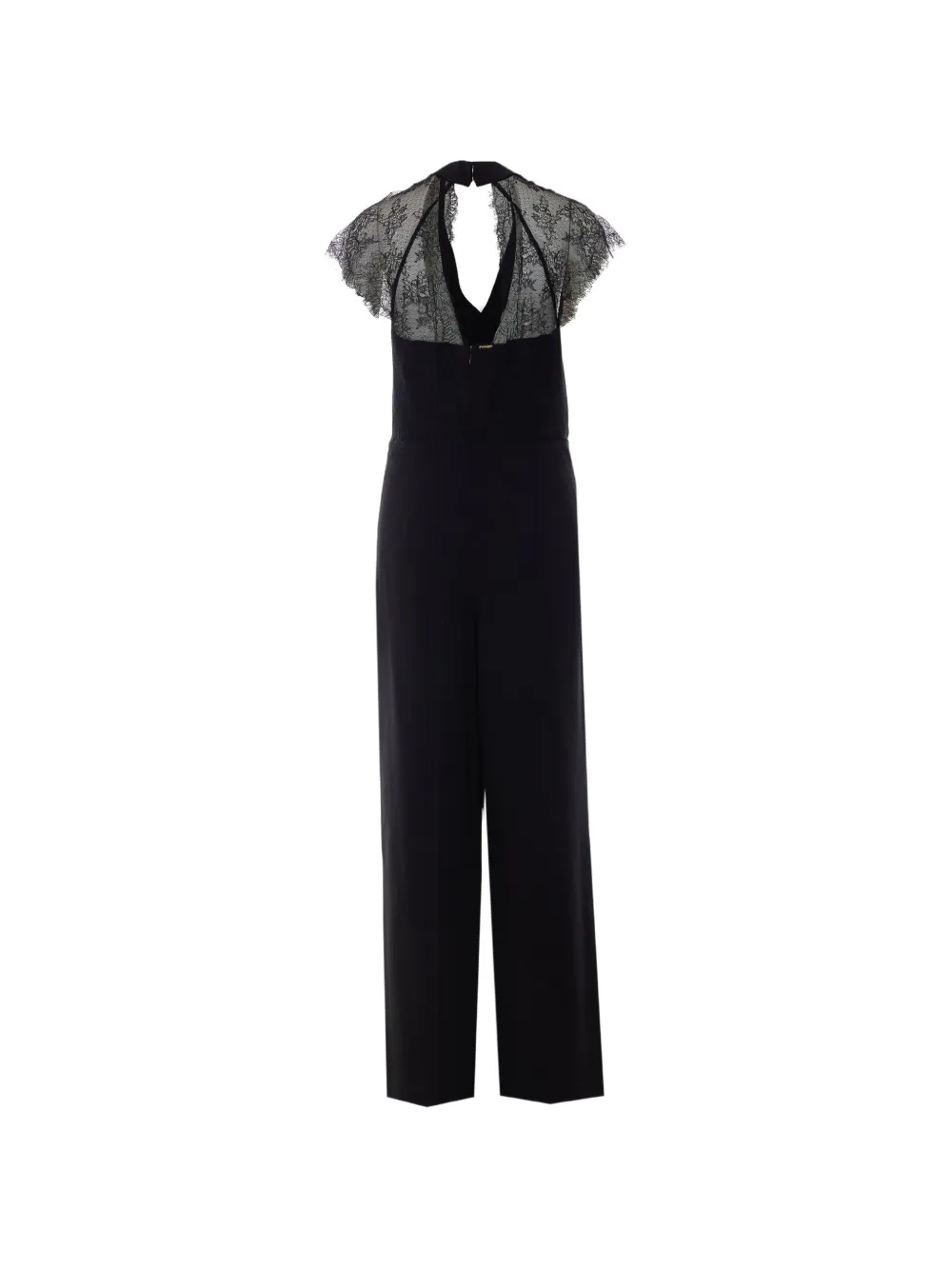 TWINSET Jumpsuit met kanten vlakken en wikkelmodel Zwart