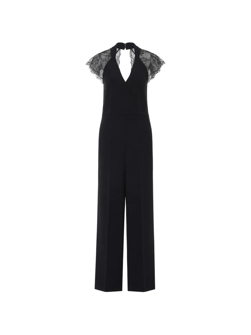 TWINSET lace-panelled wrap-style jumpsuit - Nero
