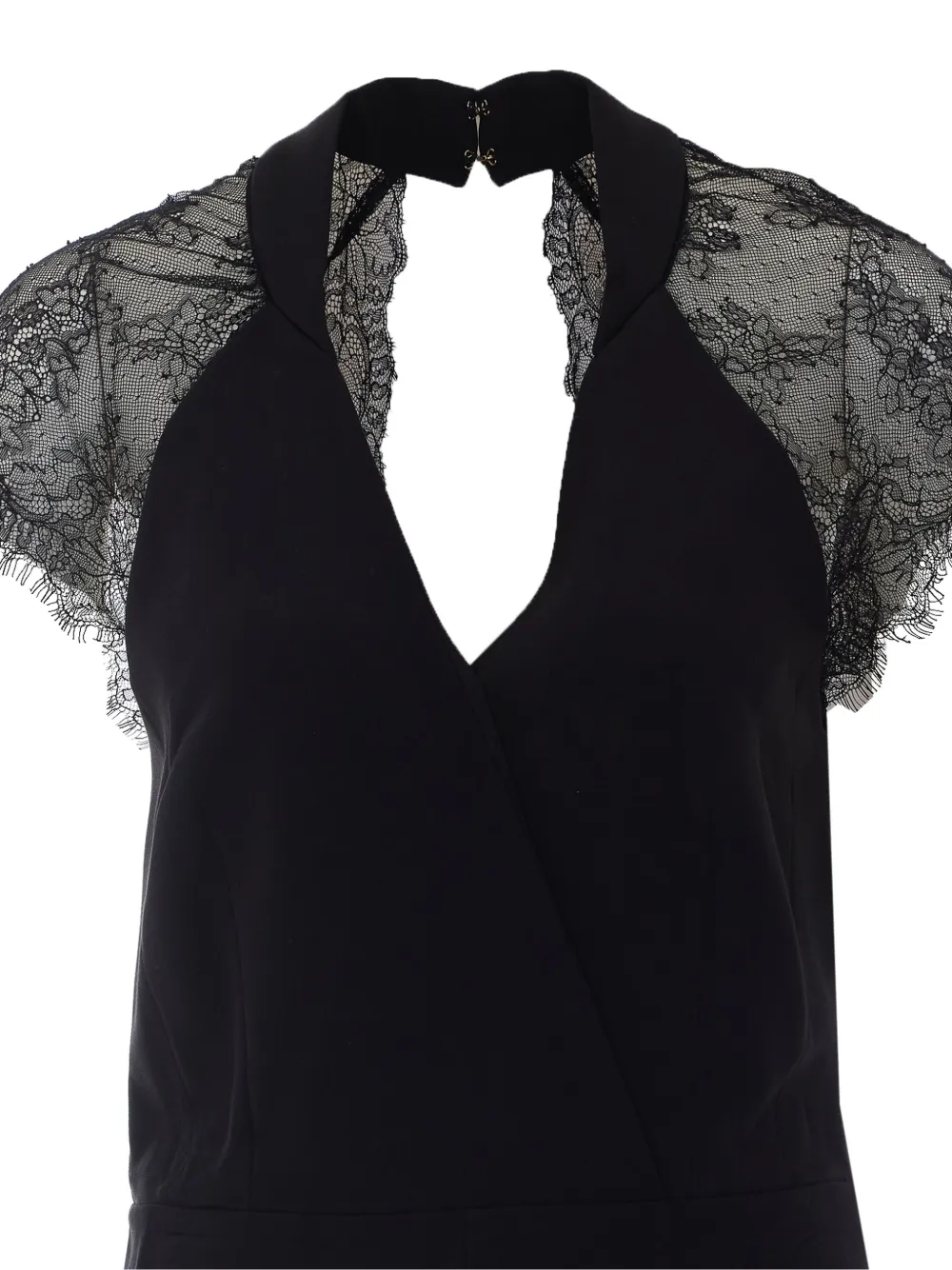 TWINSET Jumpsuit met kanten vlakken en wikkelmodel Zwart