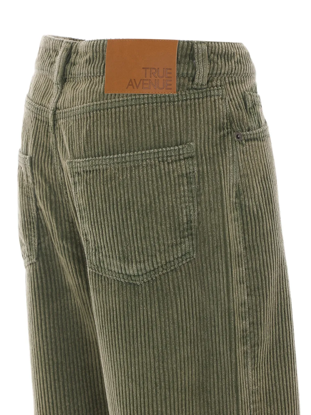 TRUE AVENUE Clara flared ribfluwelen broek Groen