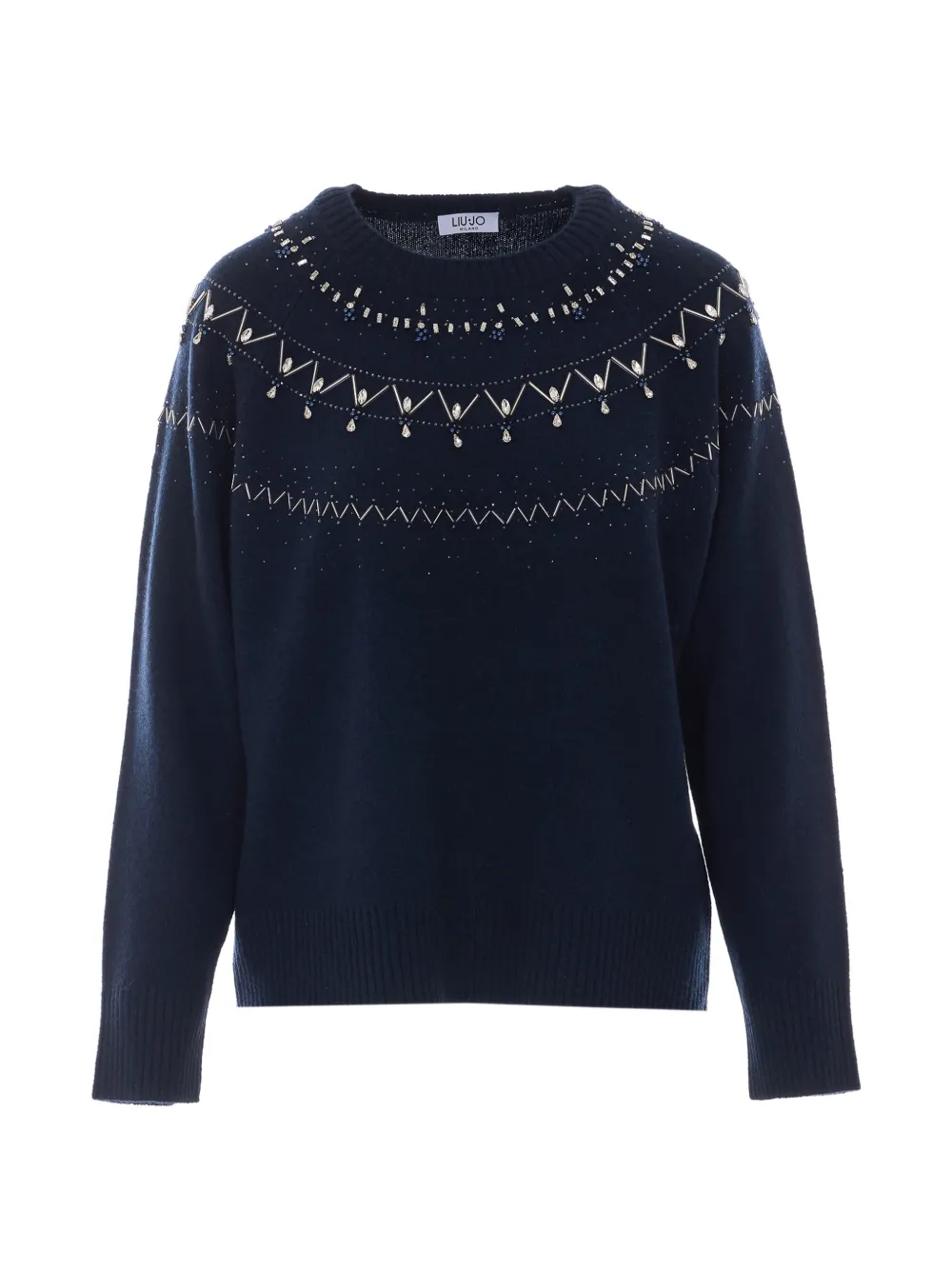 LIU JO wool sweater with jewel-embroidery