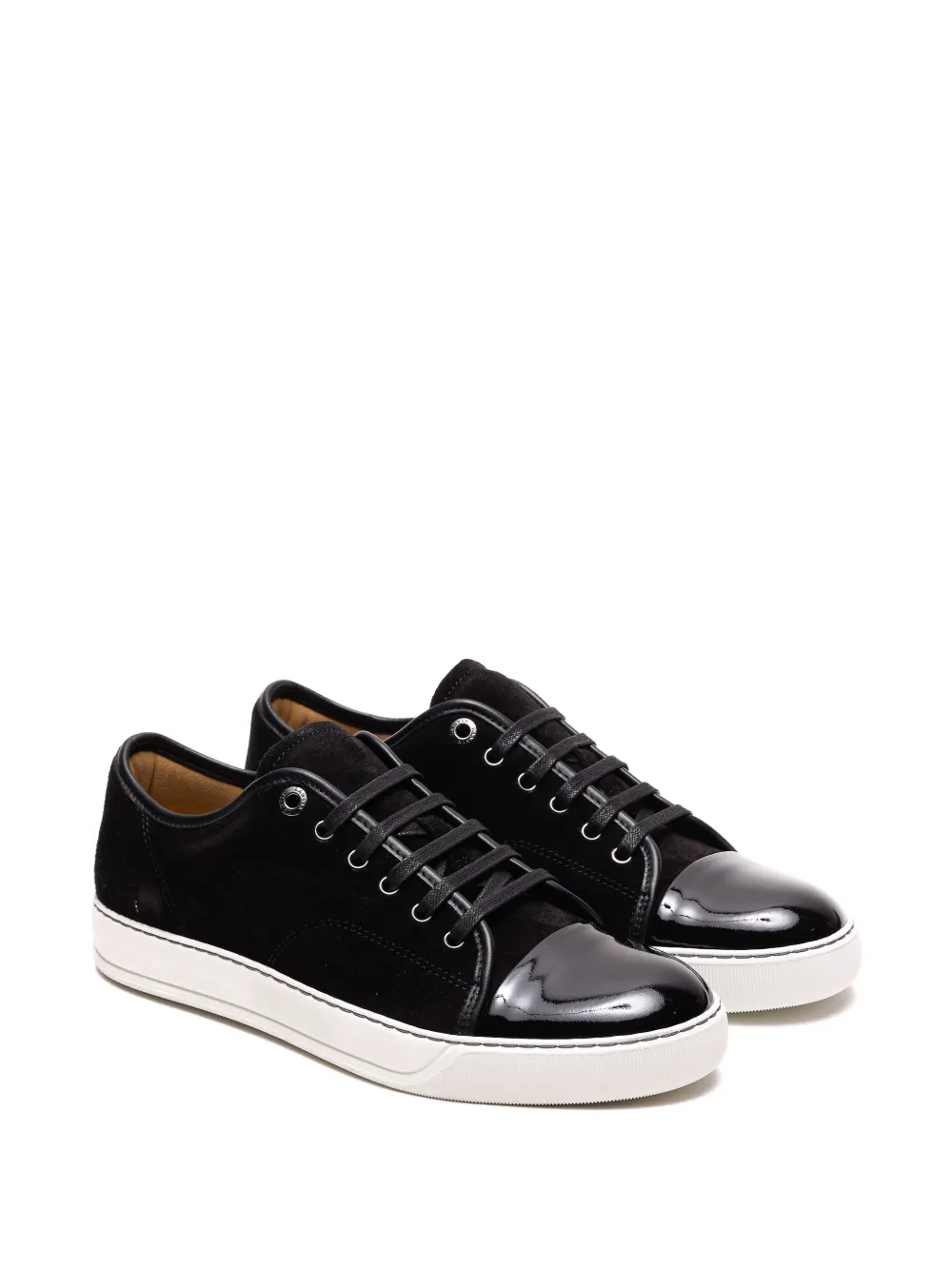 Lanvin DBB1 lakleren en suède sneakers Zwart