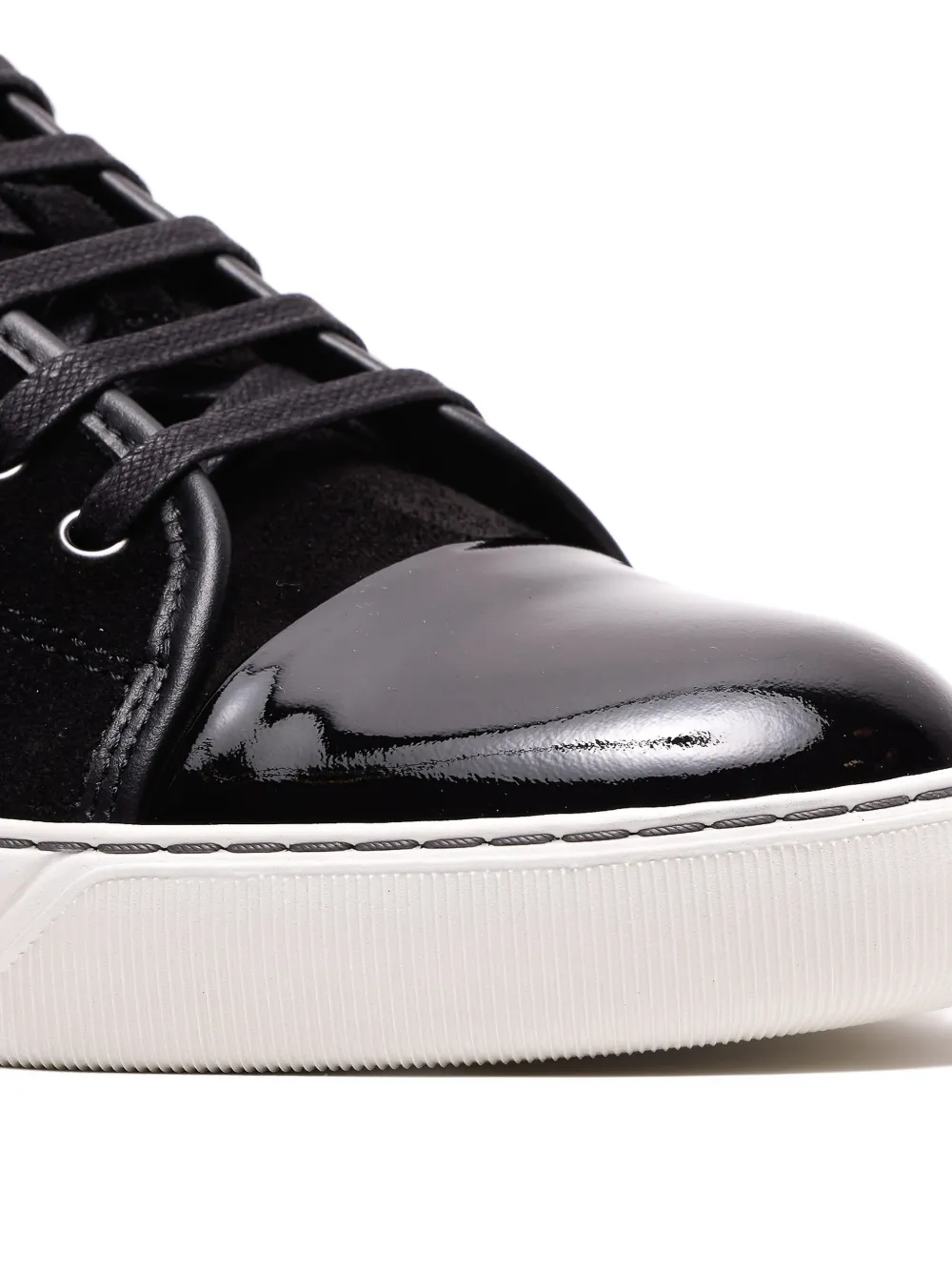 Lanvin DBB1 lakleren en suède sneakers Zwart