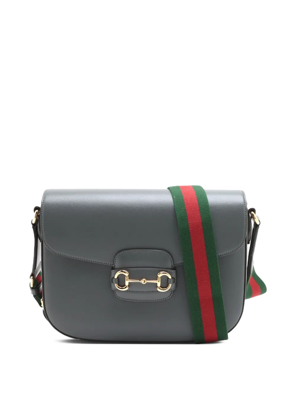 Gucci Pre-Owned 2016-2026 Large Calfskin Web Horsebit 1955 crossbody bag - Grau