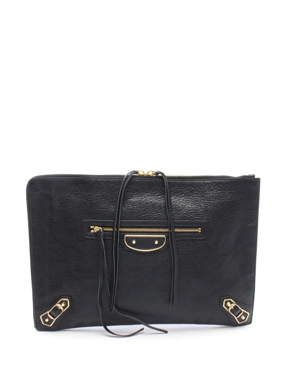 Balenciaga Pre-Owned 2018-2026 Medium Goatskin Motocross Classic Metallic Edge clutch bag - Schwarz