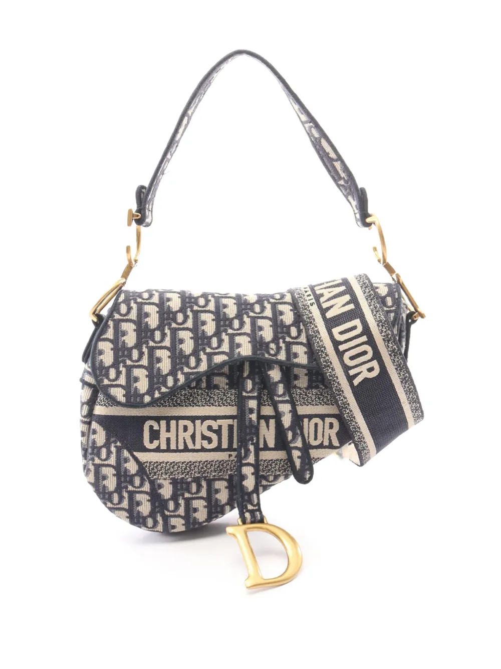 Christian Dior Pre-Owned 2000-2026 Oblique Embroidered Canvas Saddle Bag shoulder bag - Blau