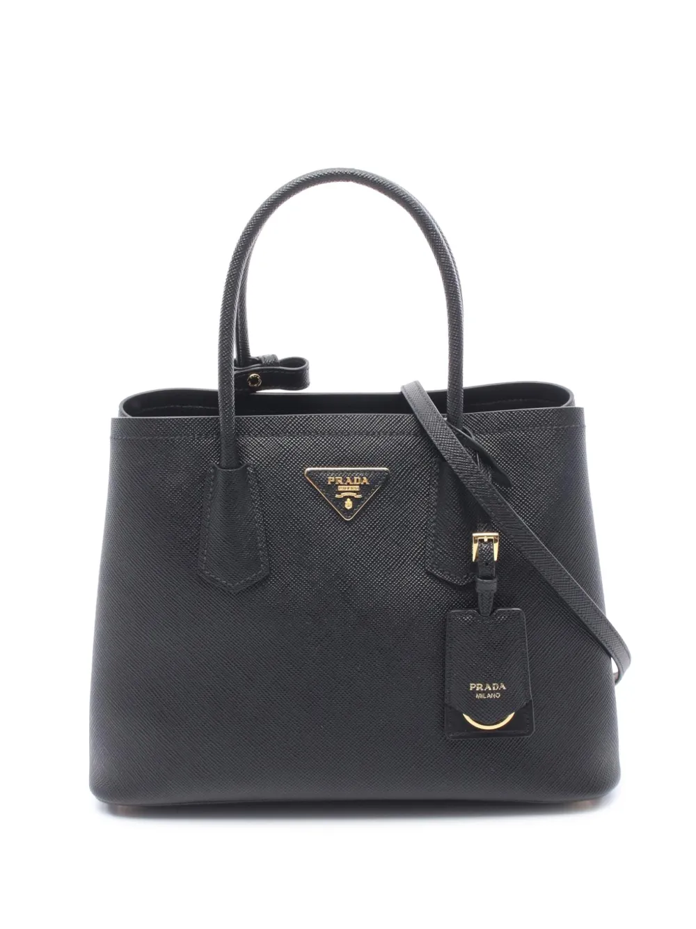 Prada Pre-Owned 2013-2026 Small Saffiano Cuir Double satchel - Nero