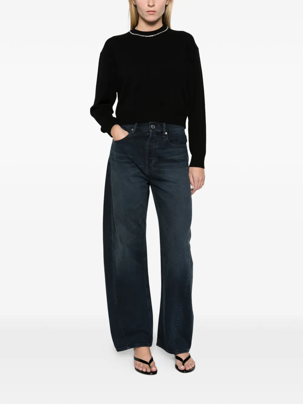 Alexander Wang crystal-embellished crew-neck sweater Zwart
