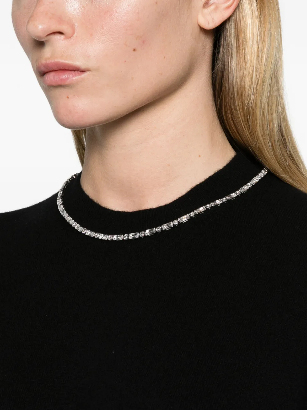 Alexander Wang crystal-embellished crew-neck sweater Zwart