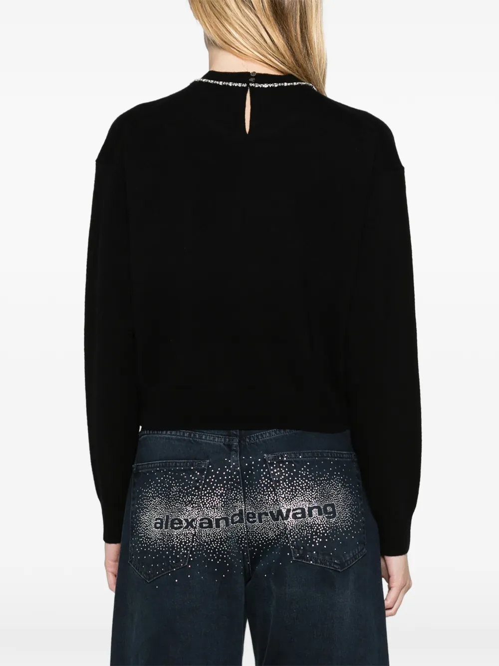 Alexander Wang crystal-embellished crew-neck sweater Zwart