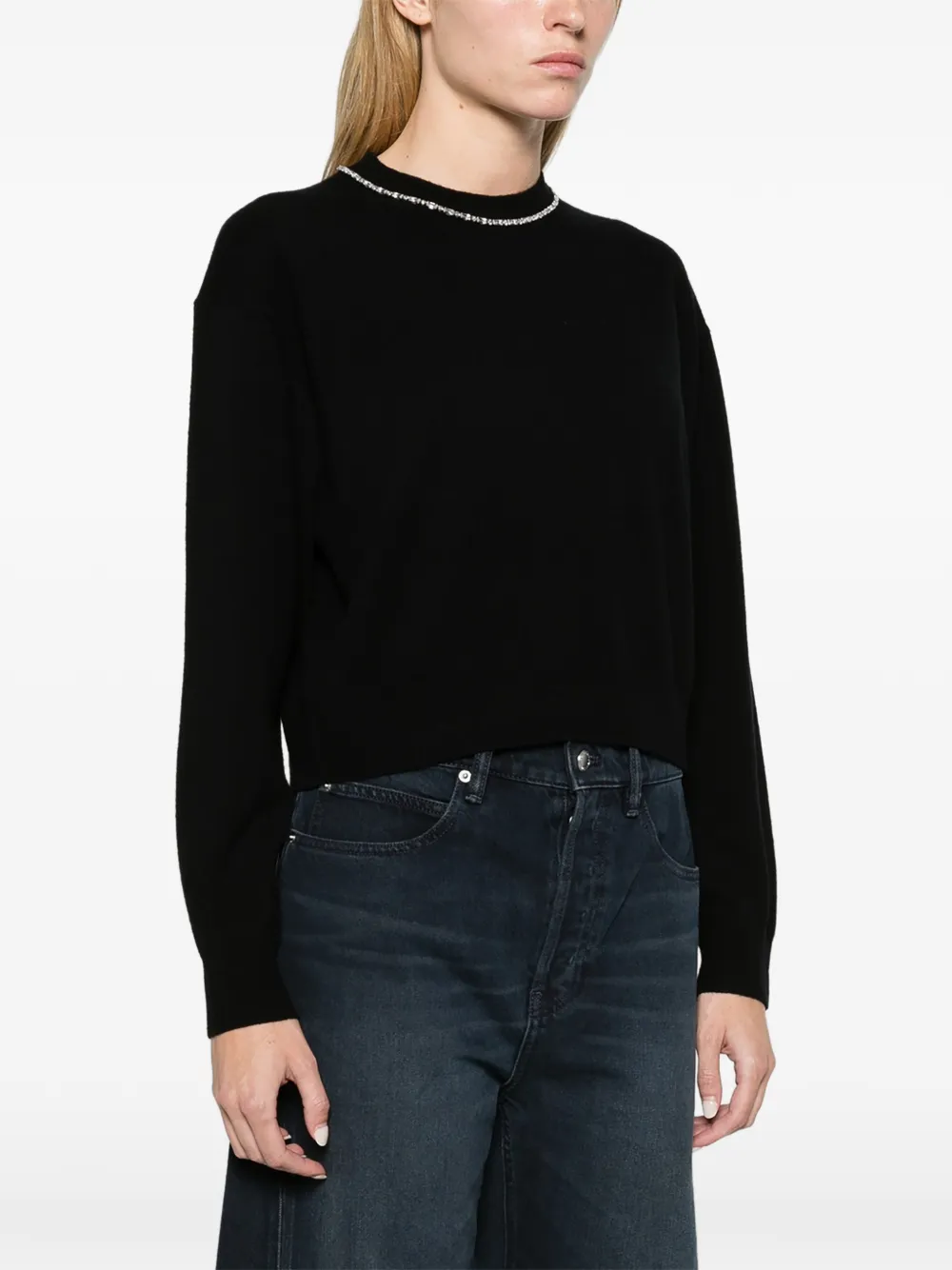 Alexander Wang crystal-embellished crew-neck sweater Zwart