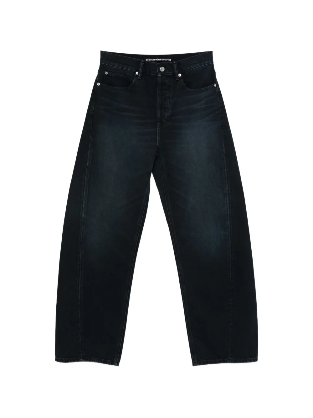 Alexander Wang float mid-rise relaxed crystal hotfix logo fly jeans - Blu