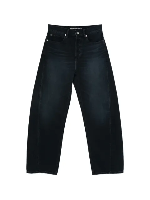 Alexander Wang float mid-rise relaxed crystal hotfix logo fly jeans