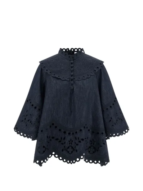 ZIMMERMANN Mahon broderie anglaise denim top