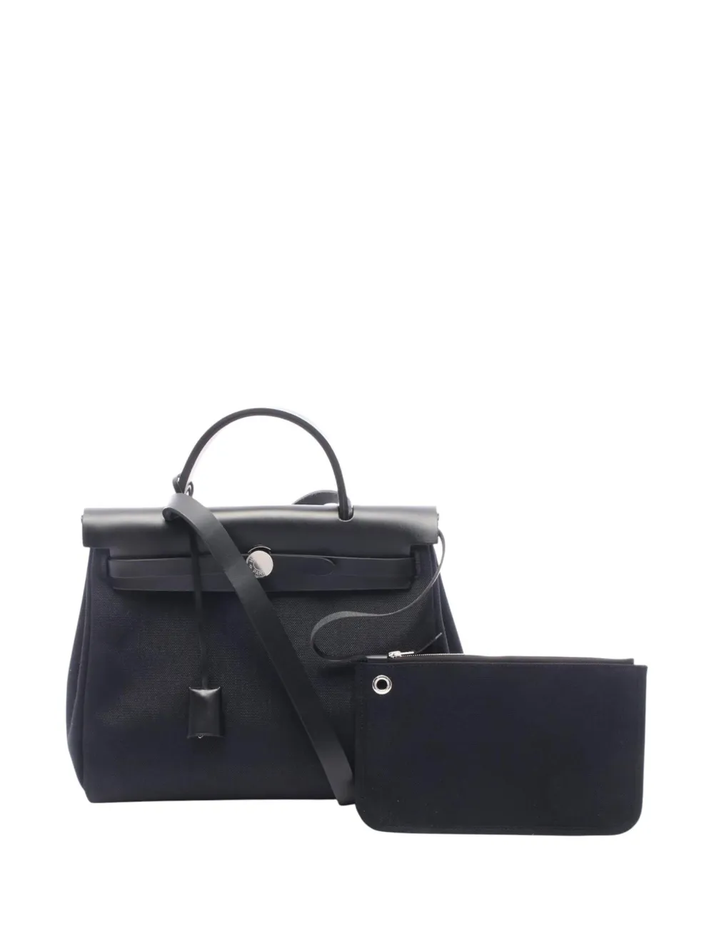Hermès Pre-Owned 2023 Military Toile and Vache Hunter Herbag Zip 31 satchel - Nero