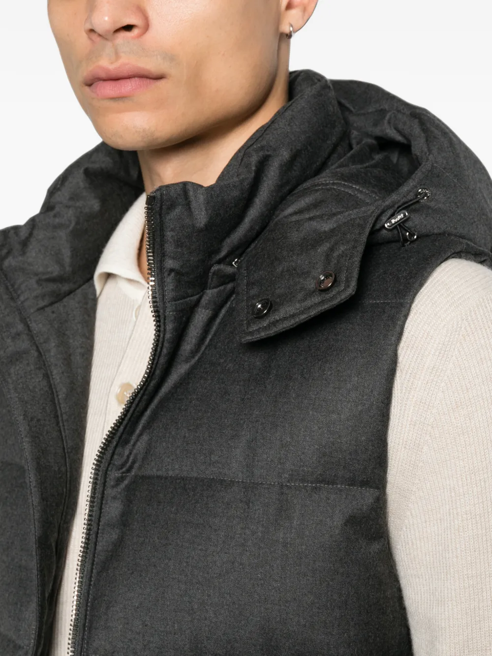 Moorer quilted hooded gilet Grijs