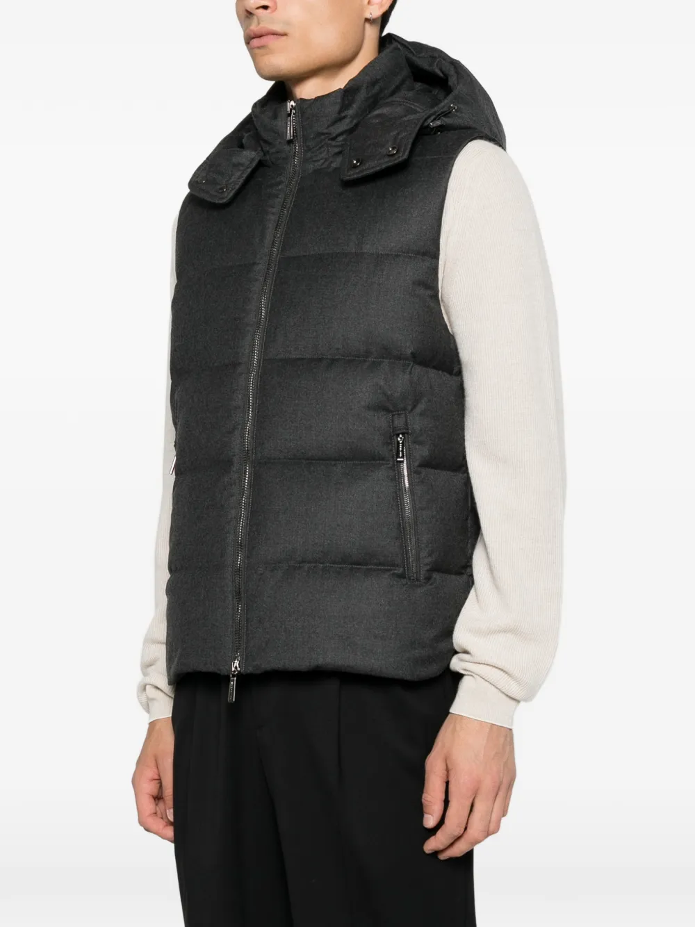 Moorer quilted hooded gilet Grijs