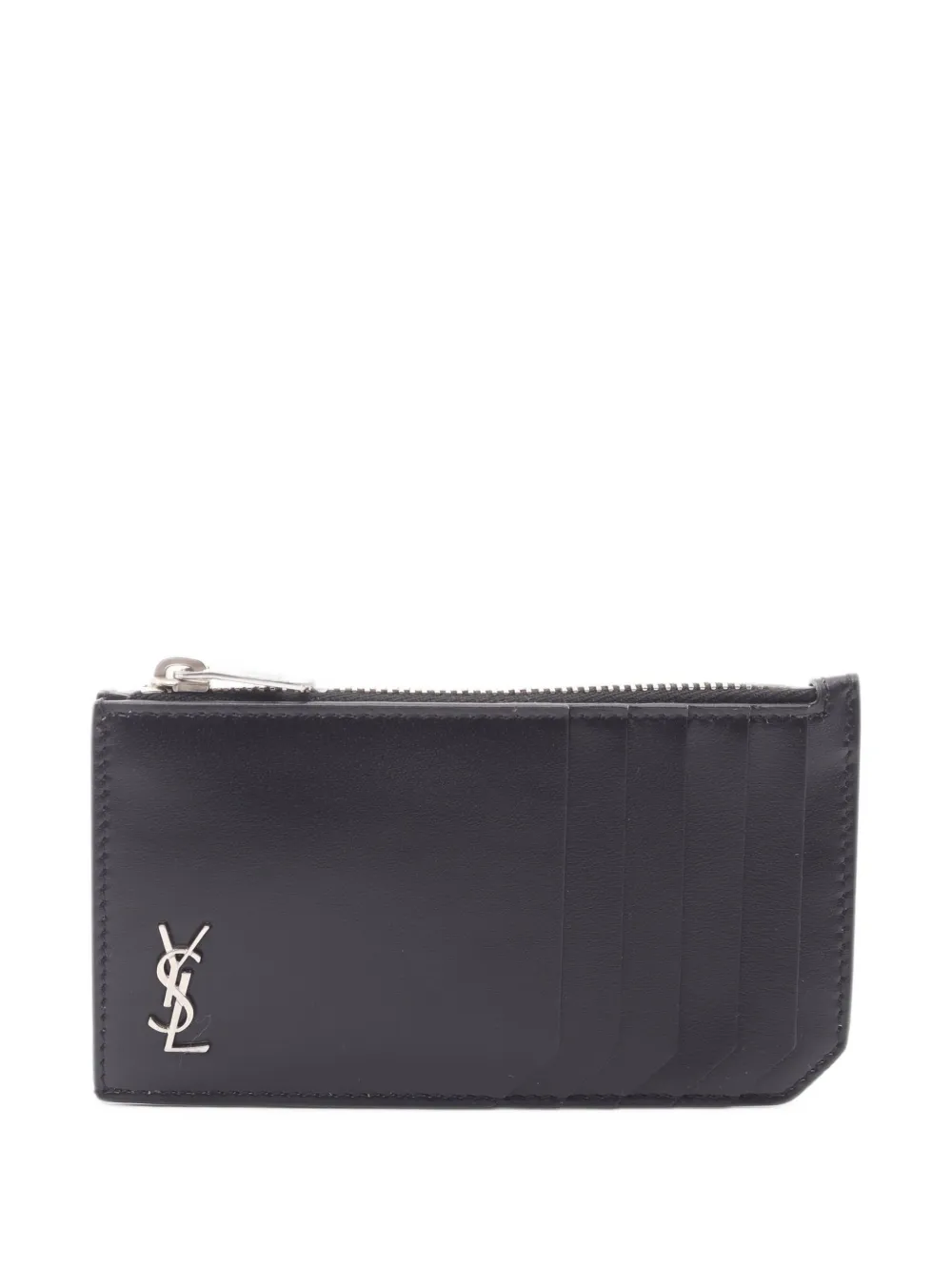 Pre-owned Saint Laurent 2020s Tiny Monogram Card Case Coin Purse In Black