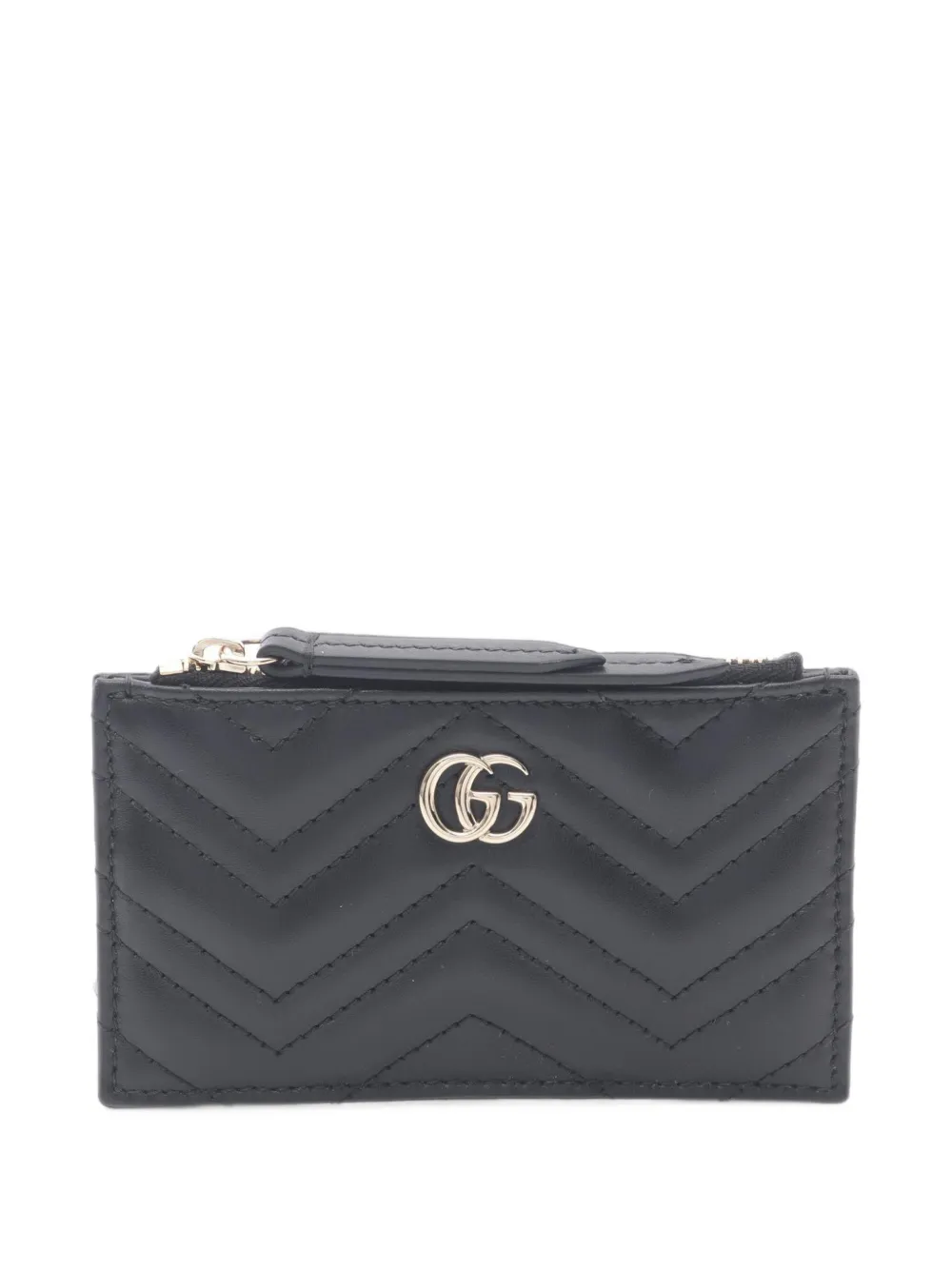 Pre-owned Gucci Double G Quilted Coin Purse In Black