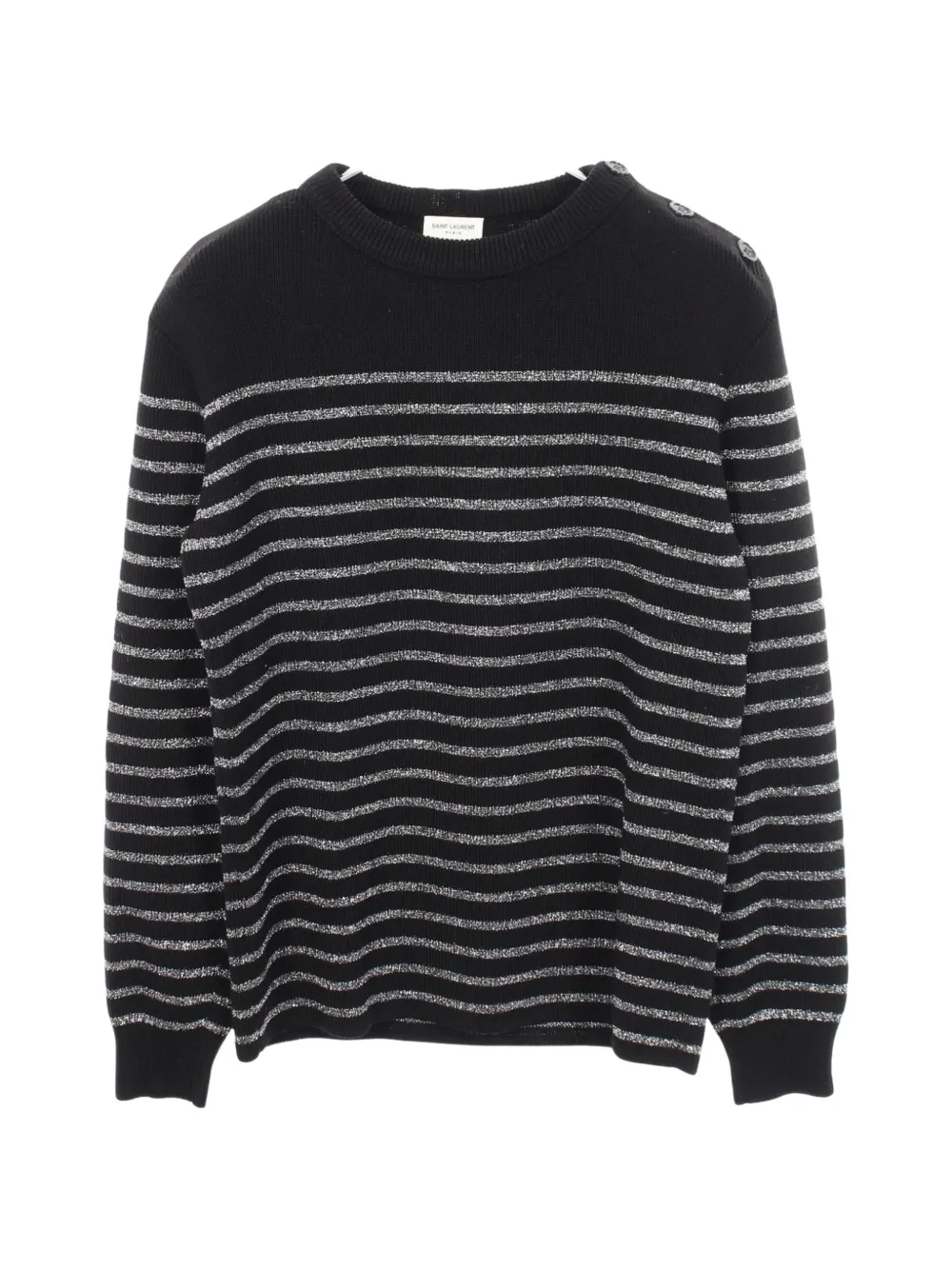 Saint Laurent Pre-Owned 2010s striped shoulder-button sweater - Schwarz