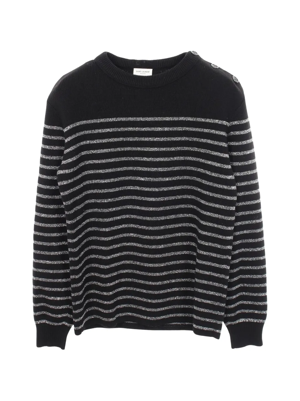 Saint Laurent Pre-Owned pull rayé boutonné à l'épaule (années 2010) - Noir Saint Laurent Pre-Owned pull rayé boutonné à l'épaule (années 2010) - Noir