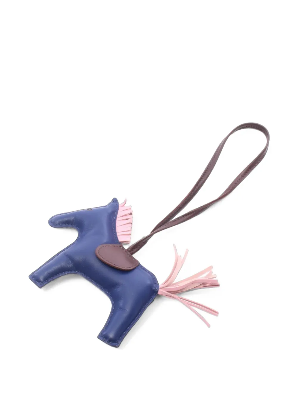 Pre-owned Hermes Mm Rodeo Bag Charm In Blue