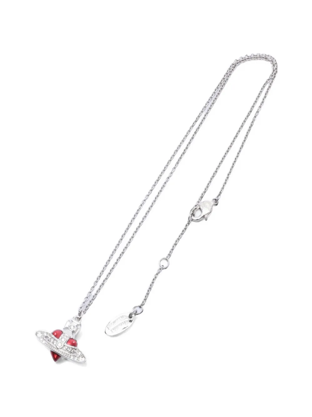 Pre-owned Vivienne Westwood Diamante Heart Orb Necklace In 银色