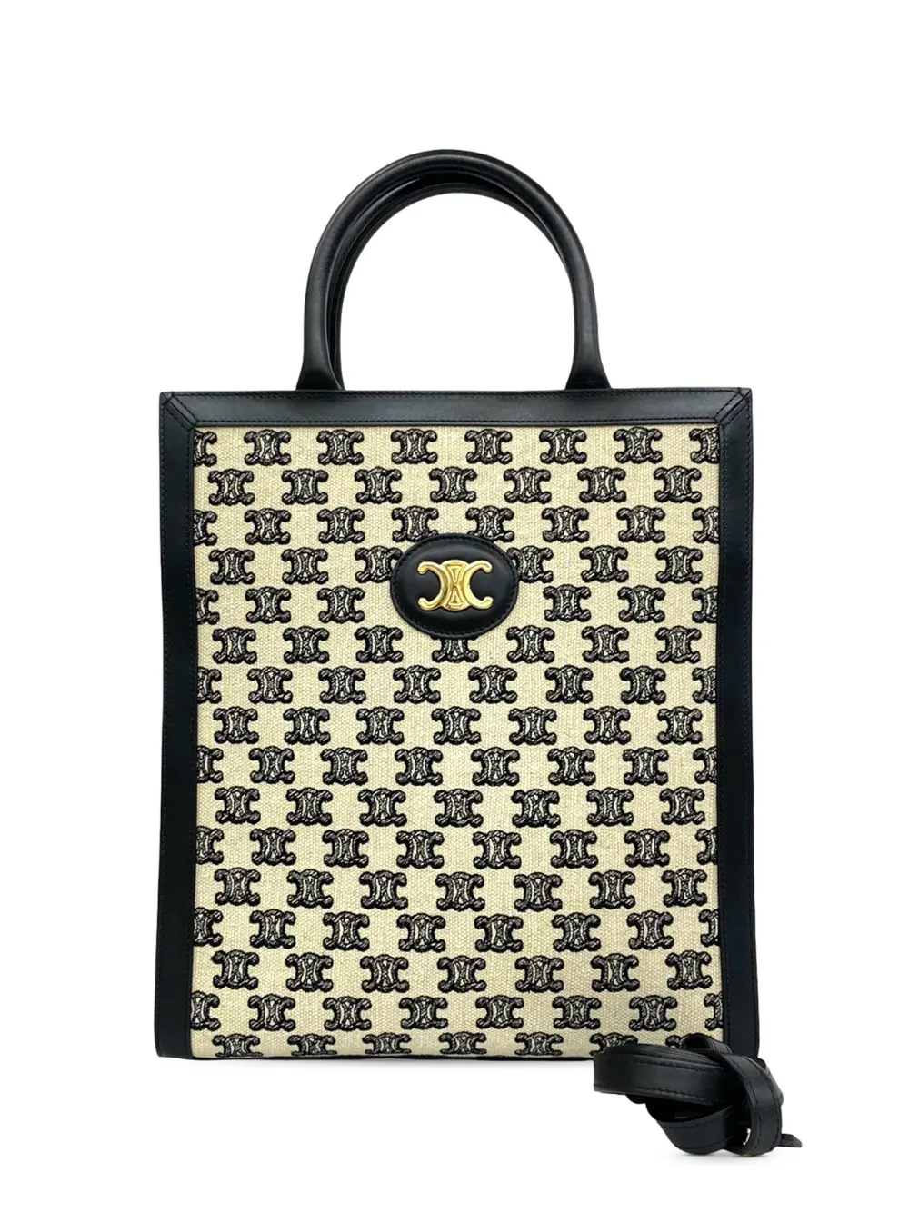 Celine Pre-Owned 2021 Small Triomphe Canvas Vertical Cabas Tote satchel - Bianco